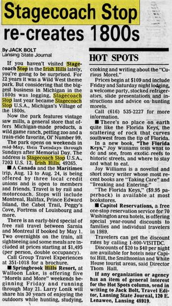 Stagecoach Stop - Apr 1989 Article